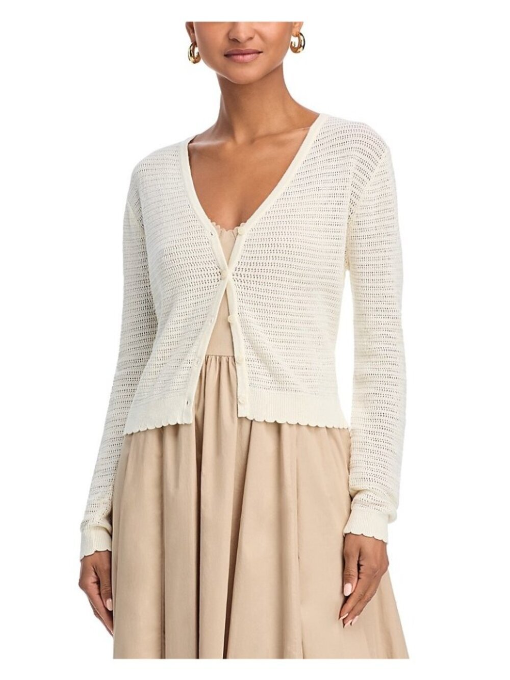 NWT French Connection Nesta Open Knit Cardigan White XL MSRP $78